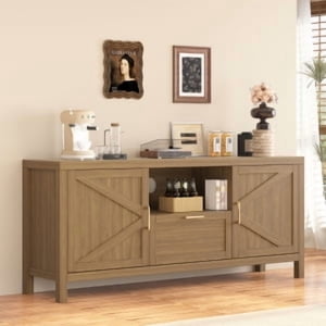 TV Se tenir debout pour 65 1 cm TV, Centre de divertissement avec armoires de rangement et plateau réglable, Farmhouse Media TV Console Table pour Chambre à coucher