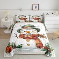 thumbnail image 2 of Cartoon Snowman Queen Comforter Set,Santa Claus Hat Bedding Set,Xmas Gift Down Comforter,Happy Winter Holiday Bed Set Microfiber, 2 of 7