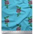 thumbnail image 1 of Soimoi Georgette Viscose Fabric Leaves & Floral Block Fabric Prints by Yard 42 Inch Wide, 1 of 3
