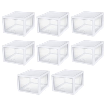 Sterilite 16 Quart Clear Plastic Stacking Storage Drawer Container Box, 24 Pack