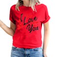 thumbnail image 2 of Pisexur T-shirt de la Saint-Valentin pour Femmes, Imprimé Amour, Manches Courtes, Col Rond, 2 of 5