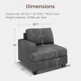 thumbnail image 2 of HONBAY Left Arm of Modular Sectional Corduroy Sofas, Grey, 2 of 5