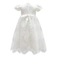 thumbnail image 5 of Glamulice Robe de Baptême Fleurie pour Bébé Fille Robe de Fête Formelle pour Occasion Spéciale, Blanc, 3, 5 of 5