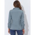 thumbnail image 4 of INSPIRE CHIC Women's Drawstring Waist Flap Pockets Lightweight Utility Jacket Grey Blue L, 4 of 5