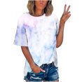 thumbnail image 1 of Pompotops T-shirt Imprimé pour Femme, Manches Courtes, Blouse à Col Rond, Hauts Décontractés, Liquidation, 1 of 5
