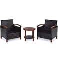 thumbnail image 4 of Patiojoy 3-Piece Patio Rattan Bistro Set Acacia Wood Frame Sofa and Side Table Beige, 4 of 6