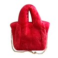 thumbnail image 1 of LinYooLi Plush Faux Fur Tote Solid Colour Autumn Winter Top-handle Bags Soft Warm Fashion Portable Simple Casual for Weekend Vacation, 1 of 6