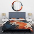 thumbnail image 3 of Designart "Liquid Ink Waves Blue and Orange Fusion VI" Abstract Painting Bedding Covert Set - Abstract Blue Modern Bed Set With 2 Shams, 3 of 6