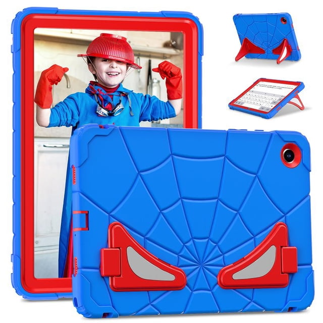 Étui Robuste Super Héros Enfants Sécuritaire en Silicone TPU PC à Armure Rigide pour Samsung Tab A9 A8 Plus Tablette Support Antichute Antichoc Bleu Rouge Tab A9 Plus 11 2023