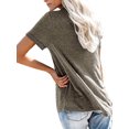 thumbnail image 4 of MAWCLOS Dames T-Shirt Couleur Unie Tops V Cou Tee Confortable Rue à Manches Courtes Chemisier Café XL, 4 of 8