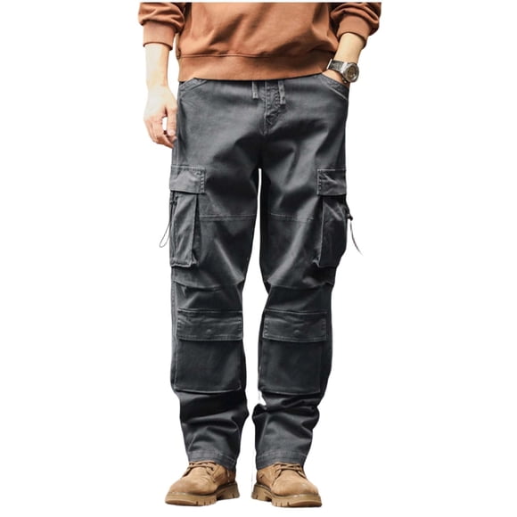 Tauxra Men's Multi Pocket Cargo Pants for Men Outdoor Hiking Casual Work Trousers Straight Fit Full Length Pants with Pockets for Men