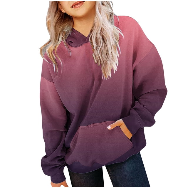 Offres de Chandail à Enfiler pour Tout-Petits Chandail pour Enfants T-Shirt à Manches Longues à Motif T-Shirt Imprimé Col Rond Hauts Courts Convenant aux Garçons et aux Filles à Capuche Chandail à Capuchon pour Bébé Fille Rose 11T