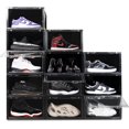thumbnail image 1 of OLLIE XL Shoe Storage Boxes – Foldable and Stackable Shoe Storage Organizer for Closet – Clear HardFor Up to Size 13 – Acrylic Shoe Box Storage Containers for Jordan, Sneakers, Boots (12-Pack, Black), 1 of 5