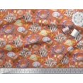 thumbnail image 2 of Soimoi Orange Moss Georgette Fabric Crab,Shell & Coral Ocean Print Fabric by Yard 42 Inch Wide, 2 of 3