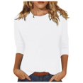 thumbnail image 1 of Été Femmes 3 de Cheer Chandail à Manches Longues 4 Manches Col Rond Femmes Col Roulé Chandails à Manches Longues Imprimé Floral Haut Ample T-Shirts Décontracté Lin Chandail de Compression Femmes Tunique T-Shirt Blouse, 1 of 4