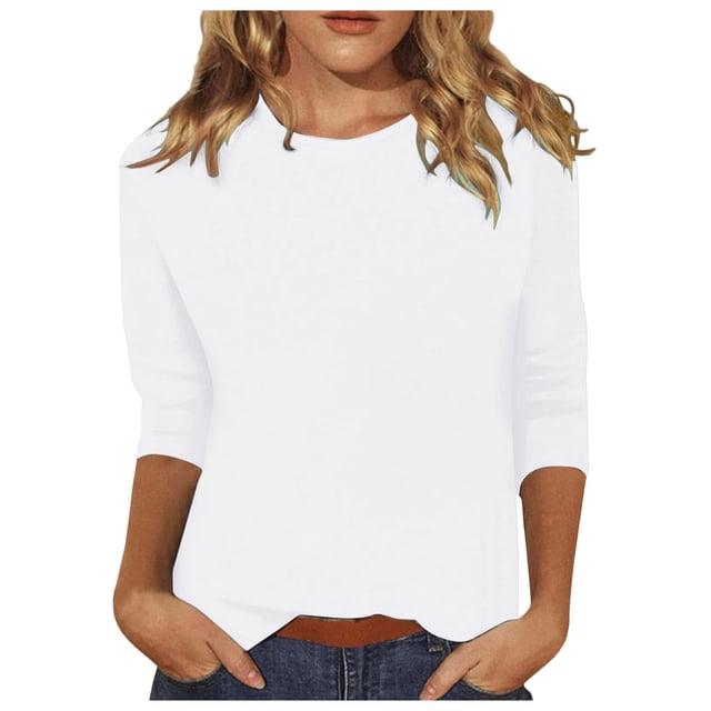 Été Femmes 3 de Cheer Chandail à Manches Longues 4 Manches Col Rond Femmes Col Roulé Chandails à Manches Longues Imprimé Floral Haut Ample T-Shirts Décontracté Lin Chandail de Compression Femmes Tunique T-Shirt Blouse