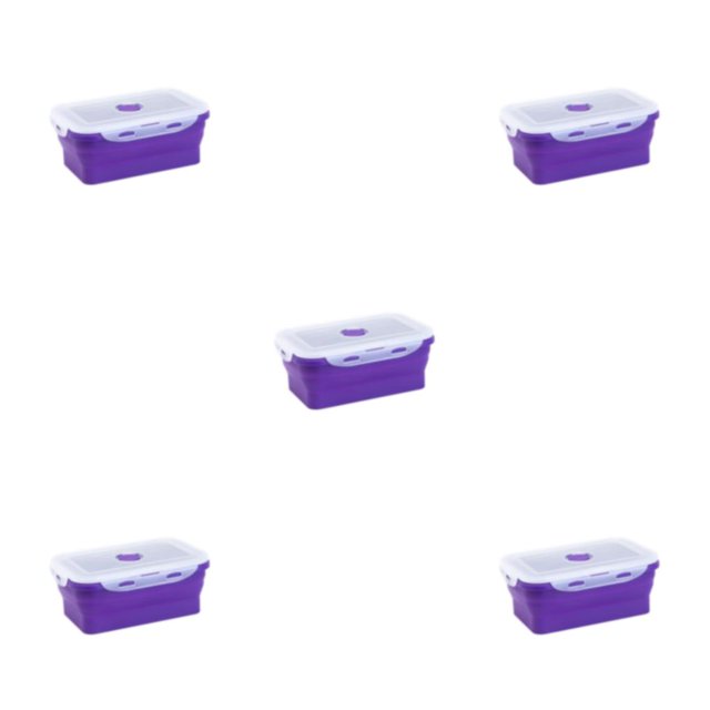 ZheElen Silicone Lunch Box Food Grade Silicone For Safe And Healthy Meals On Go purple 800ml 5Set