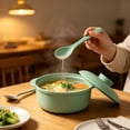thumbnail image 4 of Vacemry Straw Soup Bowl With Lid And Spoon Microwave Safe, Mini Rice Bowl With Handles ForKidsKitchen Dining Home Daily Use, Durable Plastic Cute Little One Cereal Dish, 4 of 6