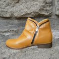 thumbnail image 3 of Bottes Courtes en Cuir pour Femmes Rétro Unies à Talon Bas avec Fermeture Éclair, 3 of 9
