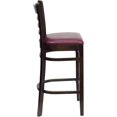 thumbnail image 2 of HERCULES Series Ladder Back Walnut Wood Restaurant Barstool - Burgundy Vinyl Seat, 2 of 6