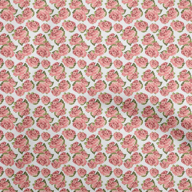 oneOone Popeline de Coton Rouge Tissu Floral Matière de Robe Tissu Imprimé Tissu au Mètre 56 Pouces de Large