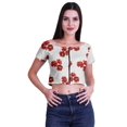 thumbnail image 1 of Moomaya Printed Viscose Crop Top Short Sleeve Zipper Tunic Womens Summer Tops, 1 of 4