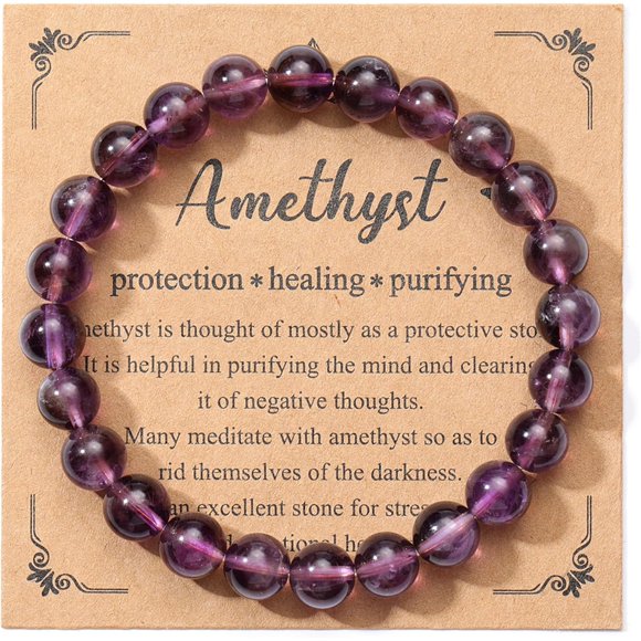 Arboraoe Crystal Bracelets for Women Men - 8mm Handmade Natural Semi Precious Gemstone Beaded Bracelets, Round Stone Beads Stretch Bracelet, Healing Yoga Bracelets Jewelry Gifts