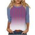 thumbnail image 1 of Birdeem T-Shirts à Manches 3/4 pour Femmes T-Shirt Imprimé Mode Blouse à Manches 3/4 Col Rond Hauts Décontractés T-Shirts à Manches 3/4 pour Femmes, 1 of 5