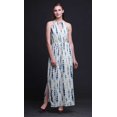 thumbnail image 4 of Bimba Shibori Ladies Crew Neck Waist String Print Maxi Dress with Side Slits Summer Wear-X-Small, 4 of 6