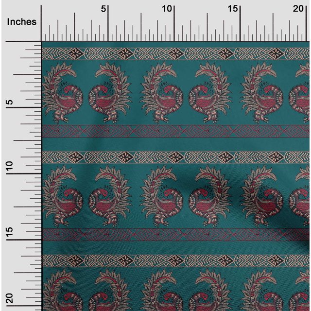 oneOone Viscose Chiffon Fabric Peacock Block Decor Fabric Printed BTY 42 Inch Wide
