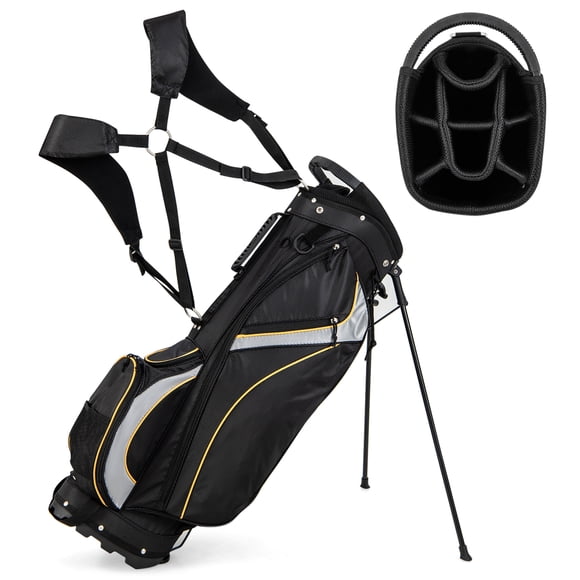 Costway Sac Support de Golf 9 Pouces Club Séparateur 8 Voies Transport Organisateur Poches Rangement Noir Neuf