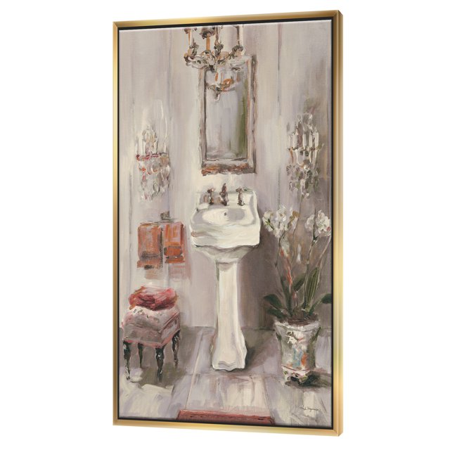 French Bath La baignoire I - Traditional Bathroom Framed Canvas