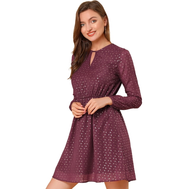 INSPIRE CHIC Robe Trapèze à Col en V Ras-du-Cou Métallique Brillante à Étoiles pour Femme