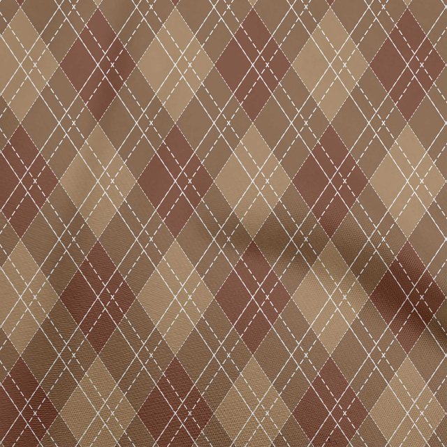 oneOone Velvet Brown Fabric Check Sewing Material Print Fabric By The Yard 58 Inch Wide