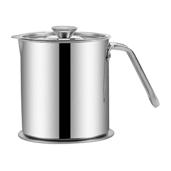 304 Stainless Steel Oil Filter Pot, 1.8L Large Capacity, Versatile Fryer and Filter Tank, Heat Resistant Handle