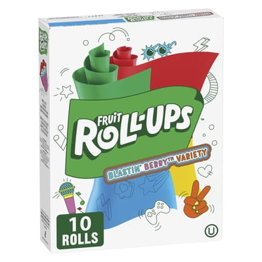 Fruit Roll-Ups Fruit Flavoured Snacks, Blastin' Berry Variety Pack, Gluten Free, 10 Rolls