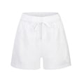 thumbnail image 2 of Girls Summer Linen Shorts Kids Casual Drawstring Elastic Waist Beach Short Pants With Pockets, 2 of 6