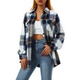 thumbnail image 1 of Women Plaid Flannel Shirt Jacket Button Down Lapel Long Sleeve Shacket Cardigan Coats Fall Spring Clothes, 1 of 7