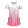 thumbnail image 4 of Besolor Hauts d'Été pour Femmes Tendance Dégradé Plissé Manches Courtes Chemises Décontractées Grande Taille Col Rond Blouse Habillée, 4 of 5