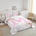 thumbnail image 3 of Erosebridal Ensemble de Literie Monogrammée pour Filles, Couette Simple, Couette en Duvet Rose, Décor Lettre Initiale m, Réversible 2 Pcs, 3 of 8