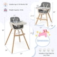 thumbnail image 3 of Babyjoy 3 in 1 Convertible Wooden High Chair Toddler Feeding Chair with Cushion Dark Grey, 3 of 8