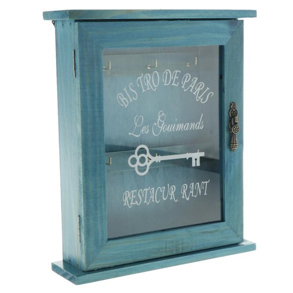 Abbracc Armoire à Clés Nordique Montée Finition Boîte à Clés en Bois Organisateur Bleu