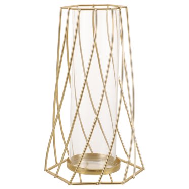 Simple Iron and Glass Flower Vase Dry Flower Vase Geometry Flower Vase