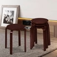 thumbnail image 2 of Gymax Set of 4 18" Stacking Stool Round Dining Chair Backless Wood Home Decor Brown, 2 of 10