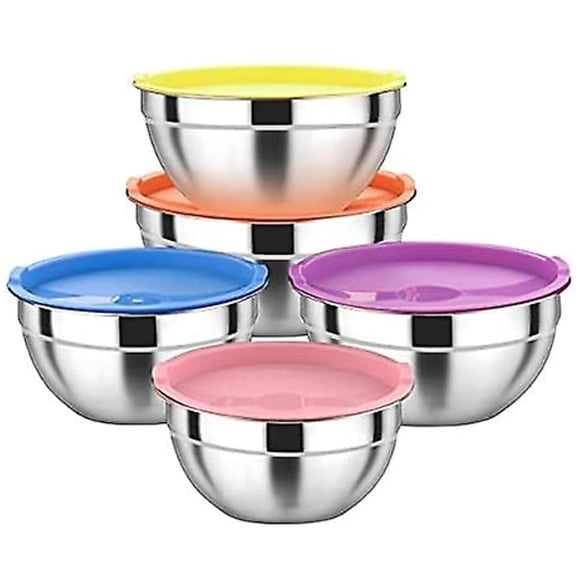 Reiche Stainless Steel Mixing Bowls with Airtight Lids (5 Piece)