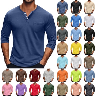 DDAPJ pyju Men's Henley Shirt Long Sleeve Basic 3 Button T-shirt Lightweight Pocket Tees Silver XXXXXL