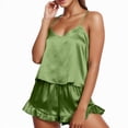 thumbnail image 3 of Kcodviy Pyjama de Nuit pour Femmes en Satin de Soie à Volants Ensemble de Pyjamas pour Femmes Ensemble de Shorts Ensemble de Pyjama Boutonné pour Femmes Pyjama en Satin Shorts Ensemble de Chemise de Pyjama pour Femmes Tenue de Nuit Ensemble de Pyjamas, 3 of 6