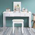 thumbnail image 3 of Costway Coiffeuse Table de Maquillage Bureau à Rabat Miroir 2 Tiroirs avec Tabouret, 3 of 10