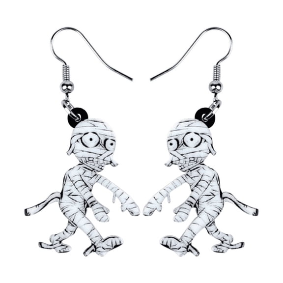 Don’t Ask Women’s White Mummy Acrylic Drop Earrings