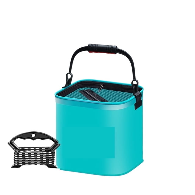 Seau de Pêche Portable Pliable Appât Vivant Sac de Pêche Seau en EVA Protection du Poisson Boîte d'Eau, Rangement Polyvalent